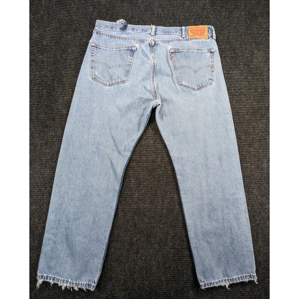 Levi's 505 Regular Fit Jeans Mens 38 Blue Denim Logo Straight Leg Mid Rise